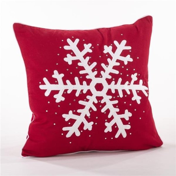 Saro Lifestyle SARO 6402.R18S 18 in. Square Studded Snowflake Throw Pillow  Red 6402.R18S